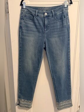 Soft Surroundings Ultimate Denim Boho Embellished Ankle Jeans Size 8 - NWOT